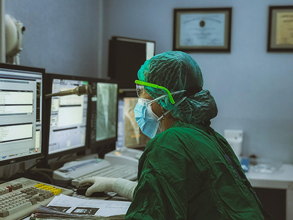 Doctor working with a computer