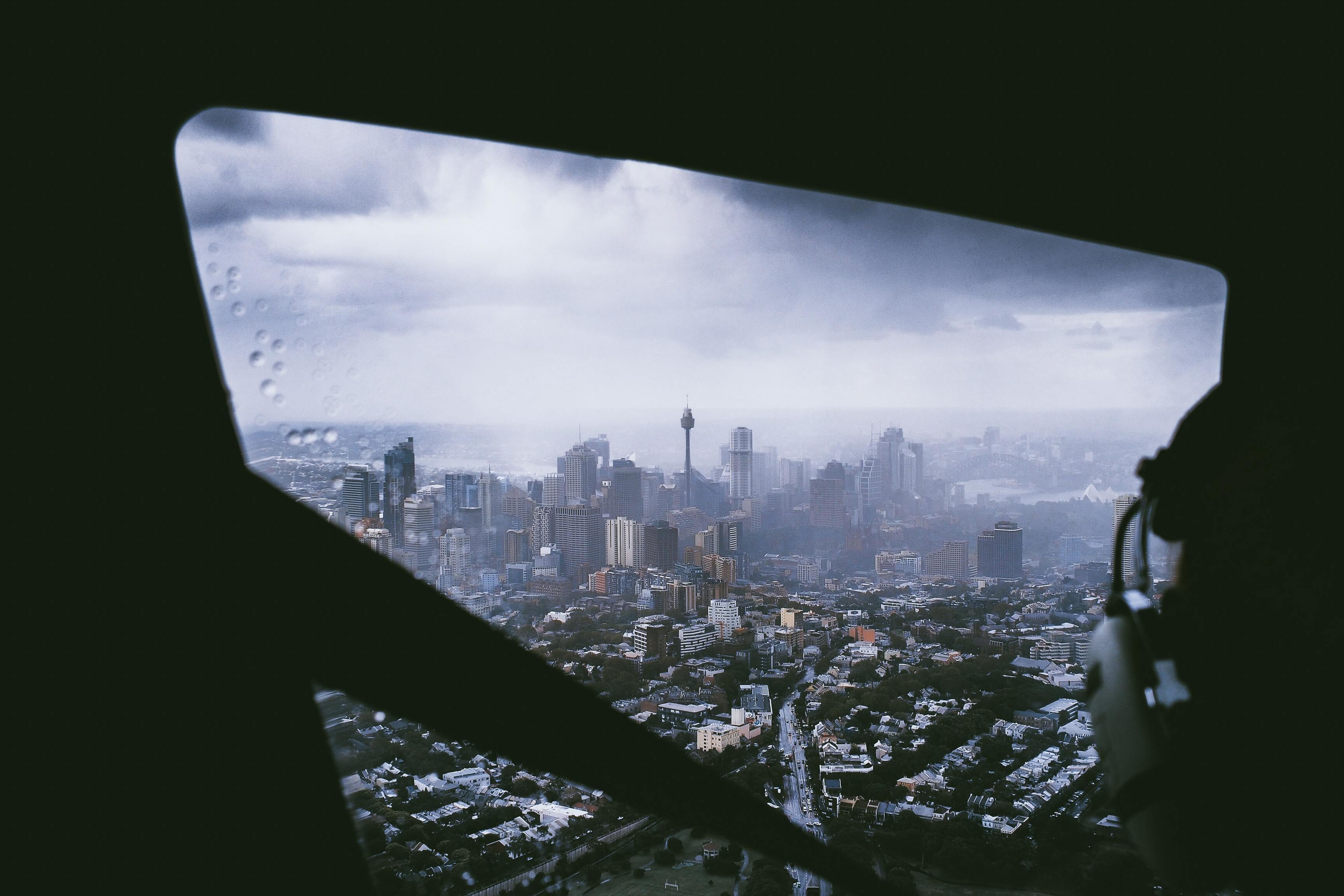 City view from an aircraft