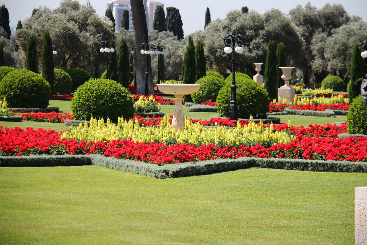 Park with birdbath